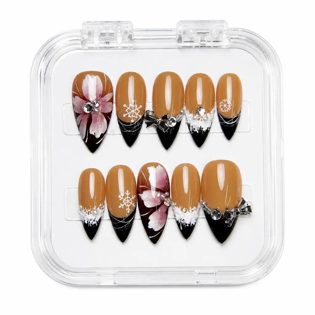 Caramel Gilded Blossom – Xưởng gia công Nailbox Sỉ thủ công
