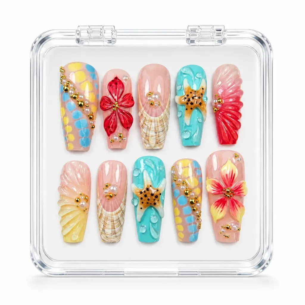 Celestial Bloom – Mẫu Nailbox Sỉ Thiết Kế Thủ Công