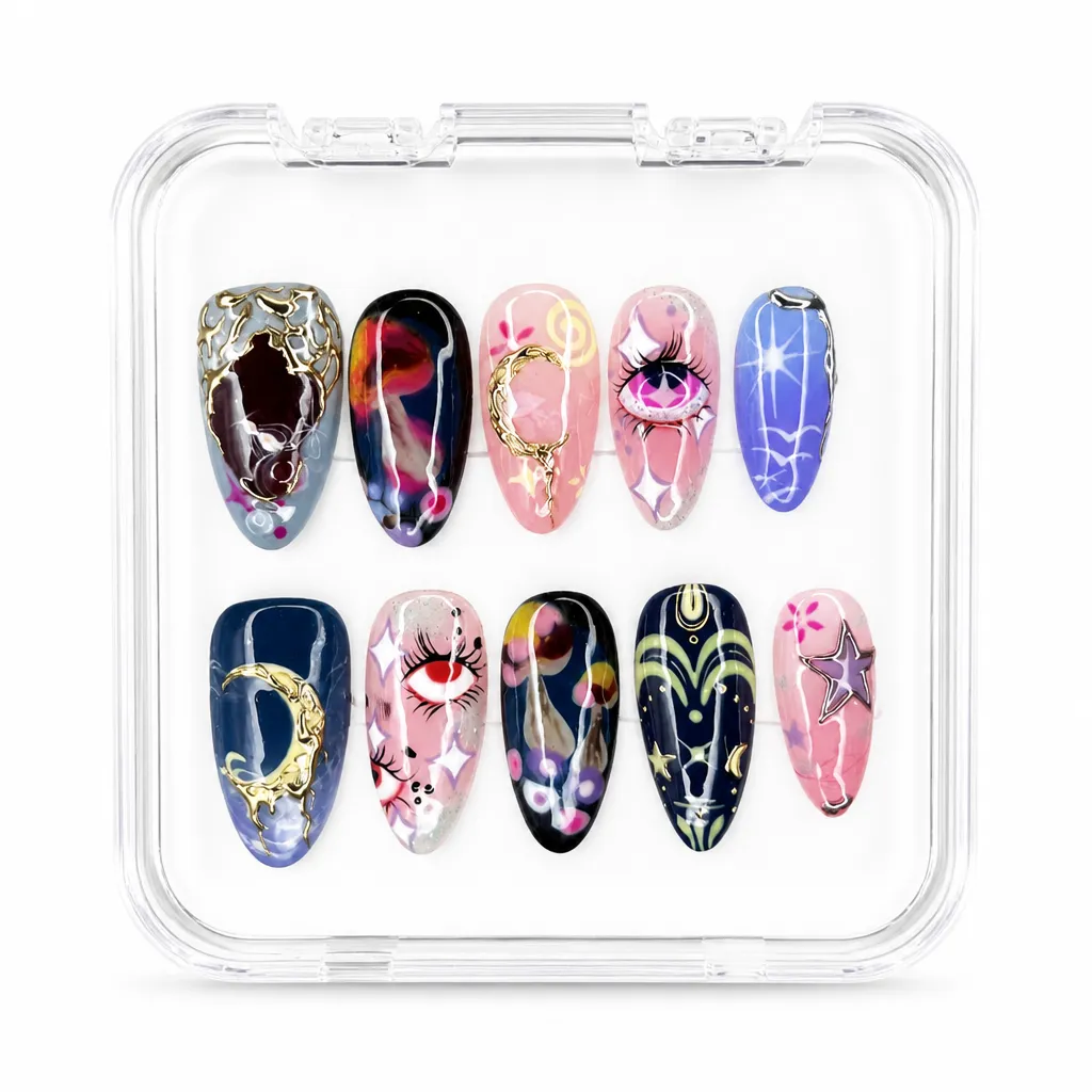 Celestial Bloom Luxury – Mẫu Nailbox Sỉ Thiết Kế Thủ Công