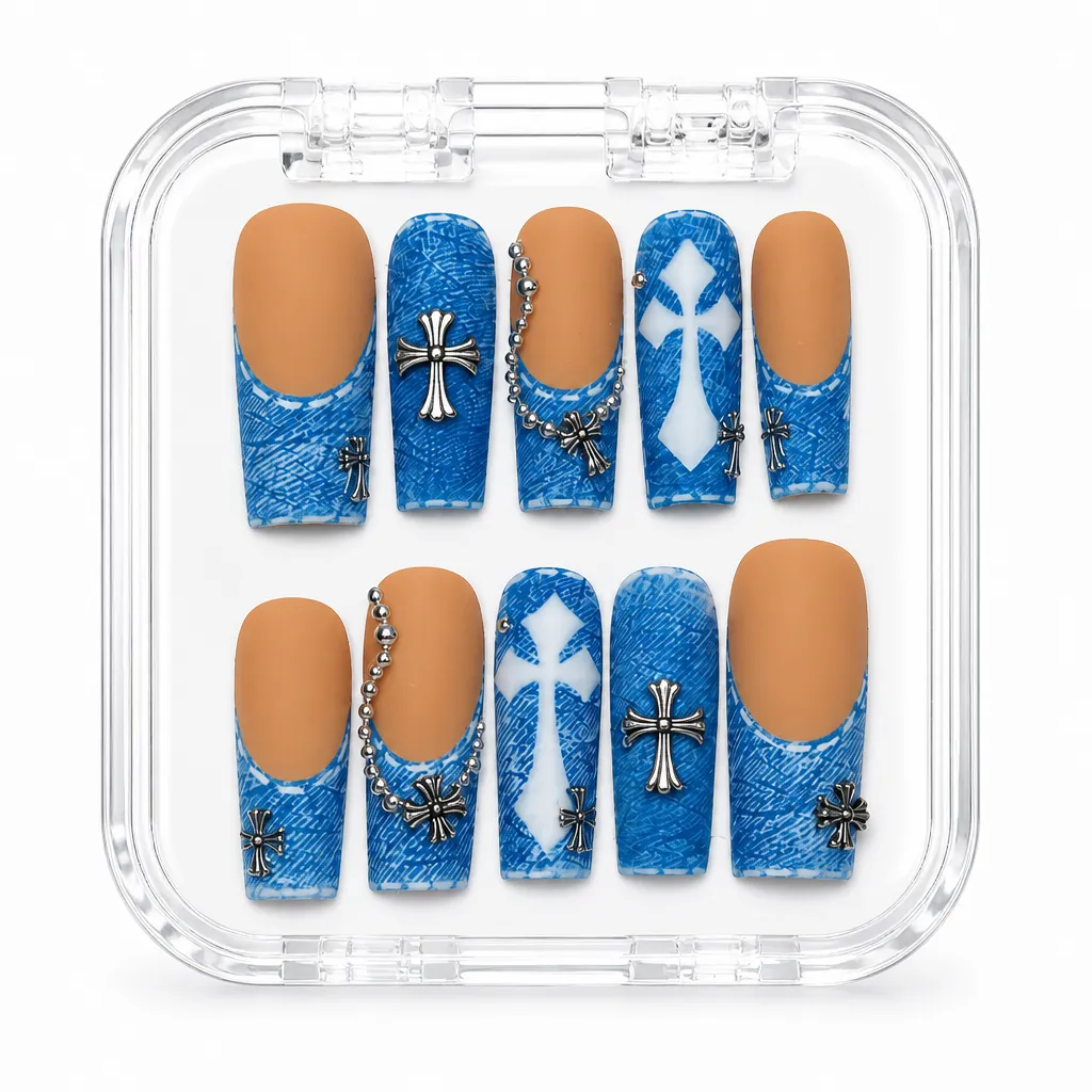 Celestial Blue Cross – Xưởng gia công Nailbox Sỉ thủ công