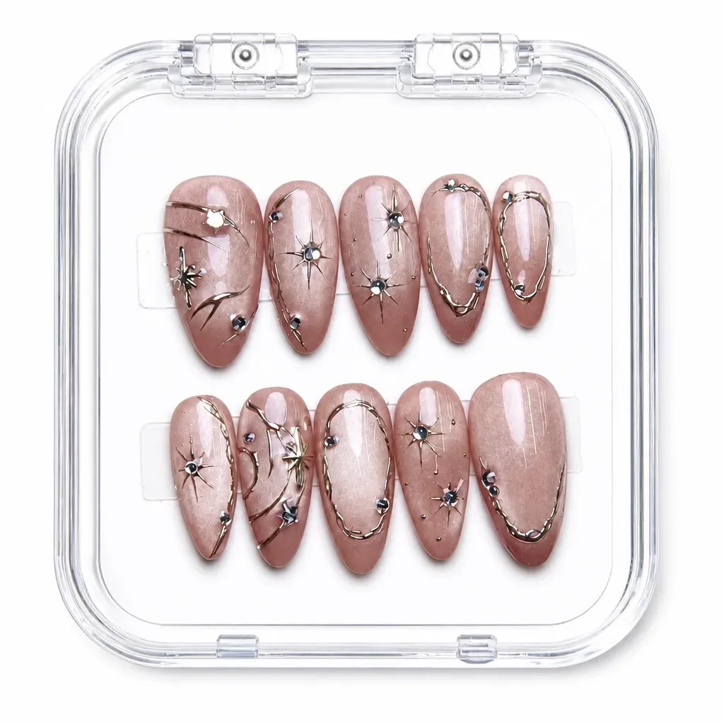 Celestial Blush Almond – Xưởng gia công Nailbox Sỉ thủ công