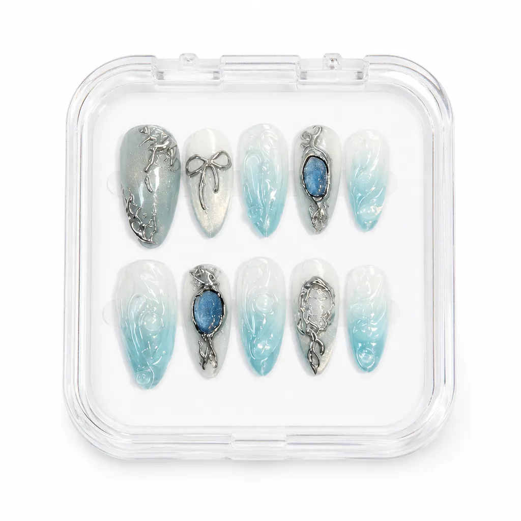 Celestial Shimmer Almond – Xưởng gia công Nailbox Sỉ thủ công