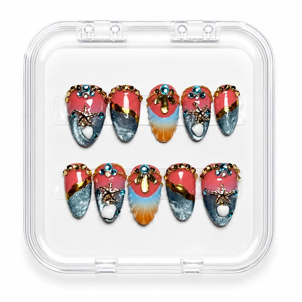 Celestial Sunset Almond – Xưởng gia công Nailbox Sỉ thủ công
