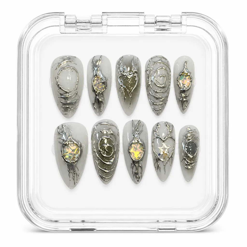 Champagne Celestial Mosaic – Xưởng gia công Nailbox Sỉ thủ công