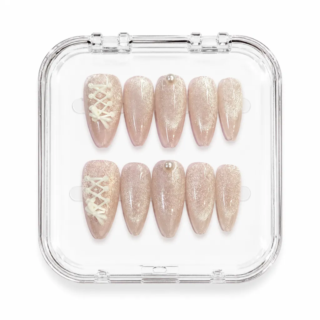 Champagne Glitter Almond – Xưởng gia công Nailbox Sỉ thủ công