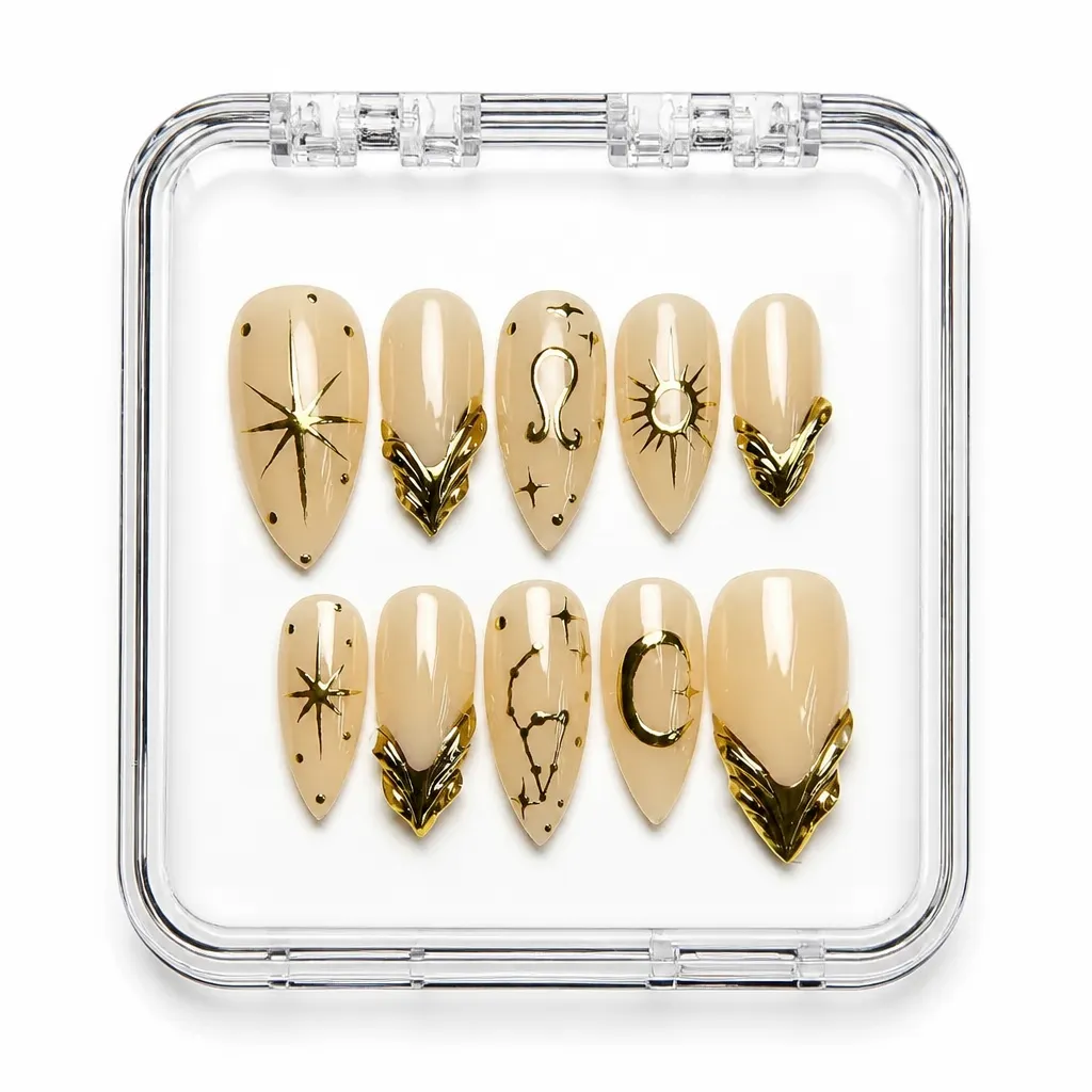 Champagne Golden Elegance – Xưởng gia công Nailbox Sỉ thủ công