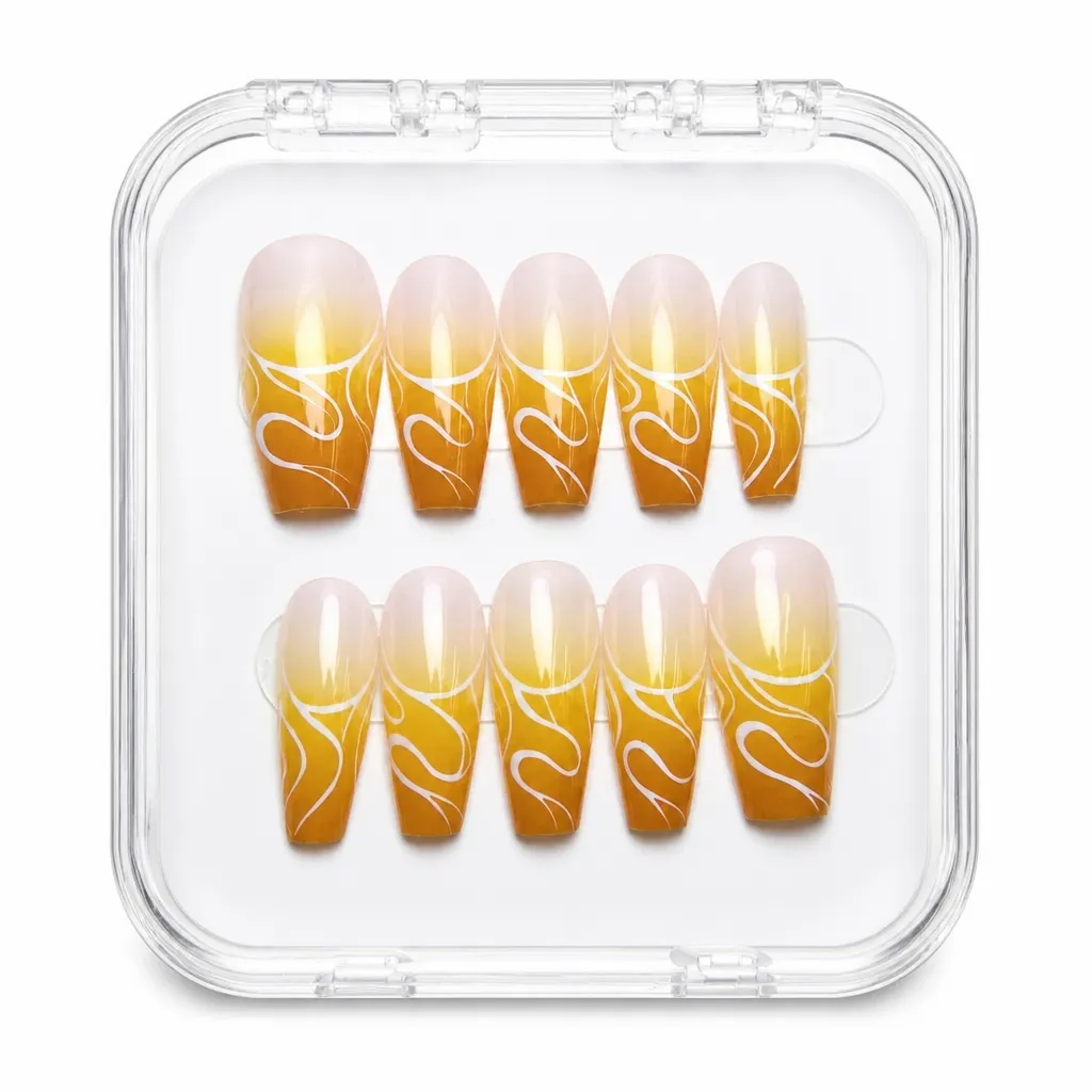 Champagne Golden Geometry – Xưởng gia công Nailbox Sỉ thủ công