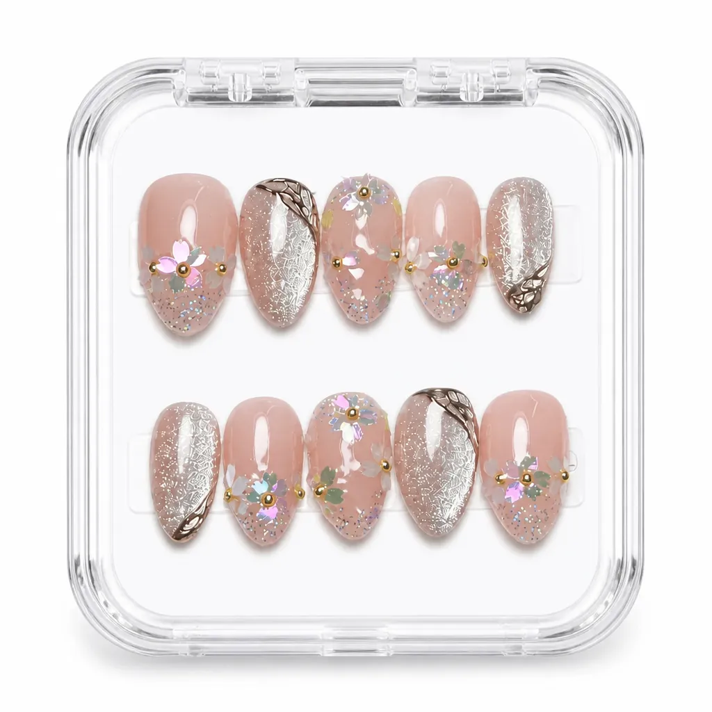 Champagne Luxe – Mẫu Nailbox Sỉ Thiết Kế Thủ Công
