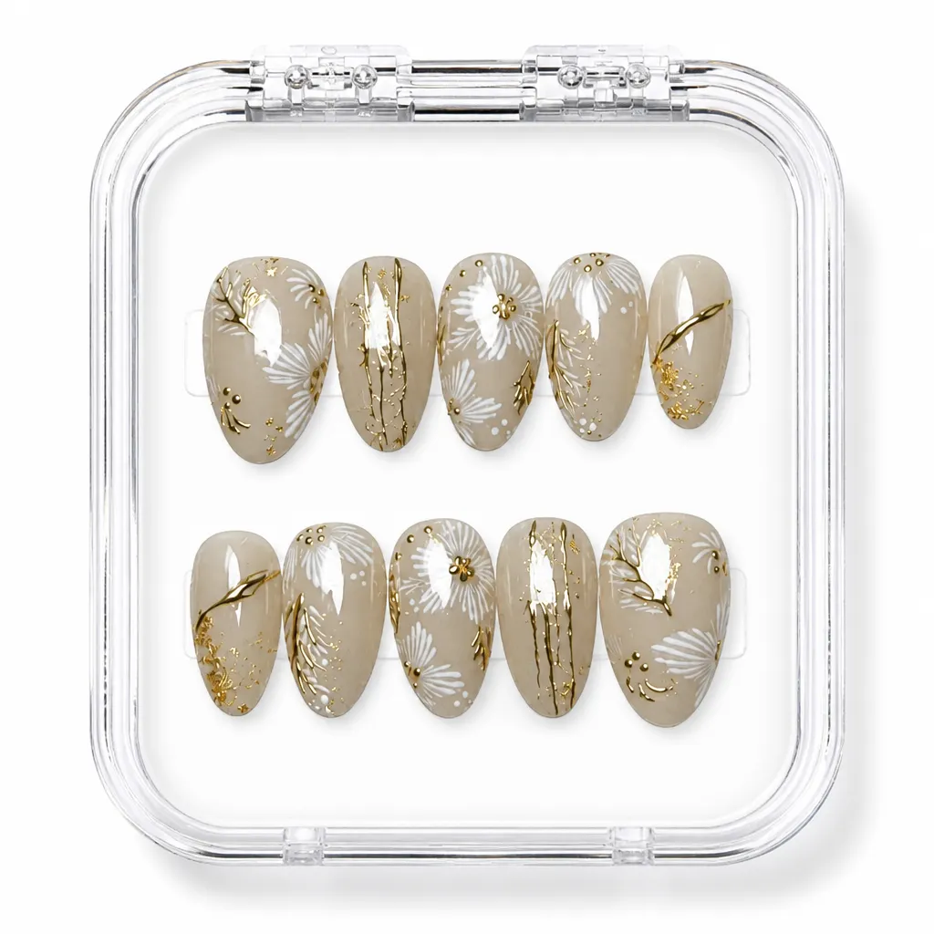 Champagne Luxe Almond – Xưởng gia công Nailbox Sỉ thủ công