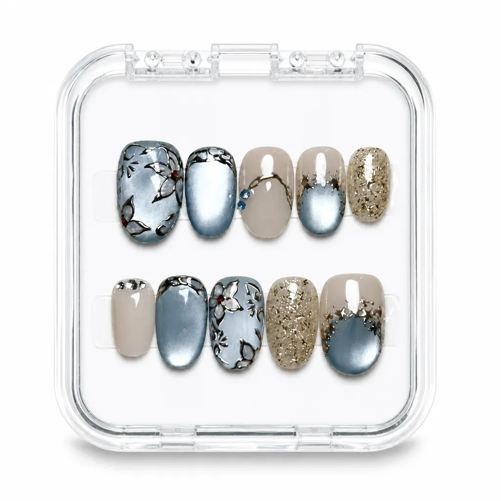 Champagne Marble Luxe – Xưởng gia công Nailbox Sỉ thủ công