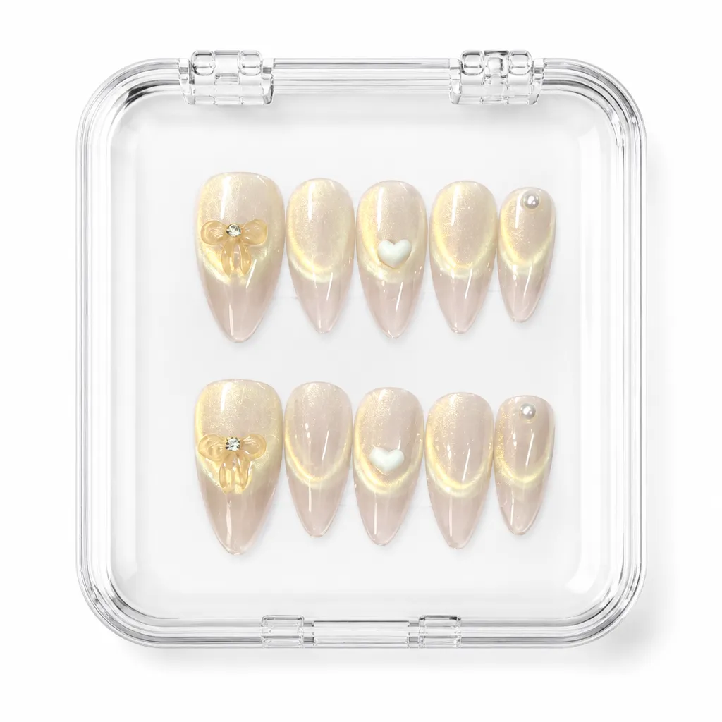 Champagne Stiletto Luxe – Xưởng gia công Nailbox Sỉ thủ công