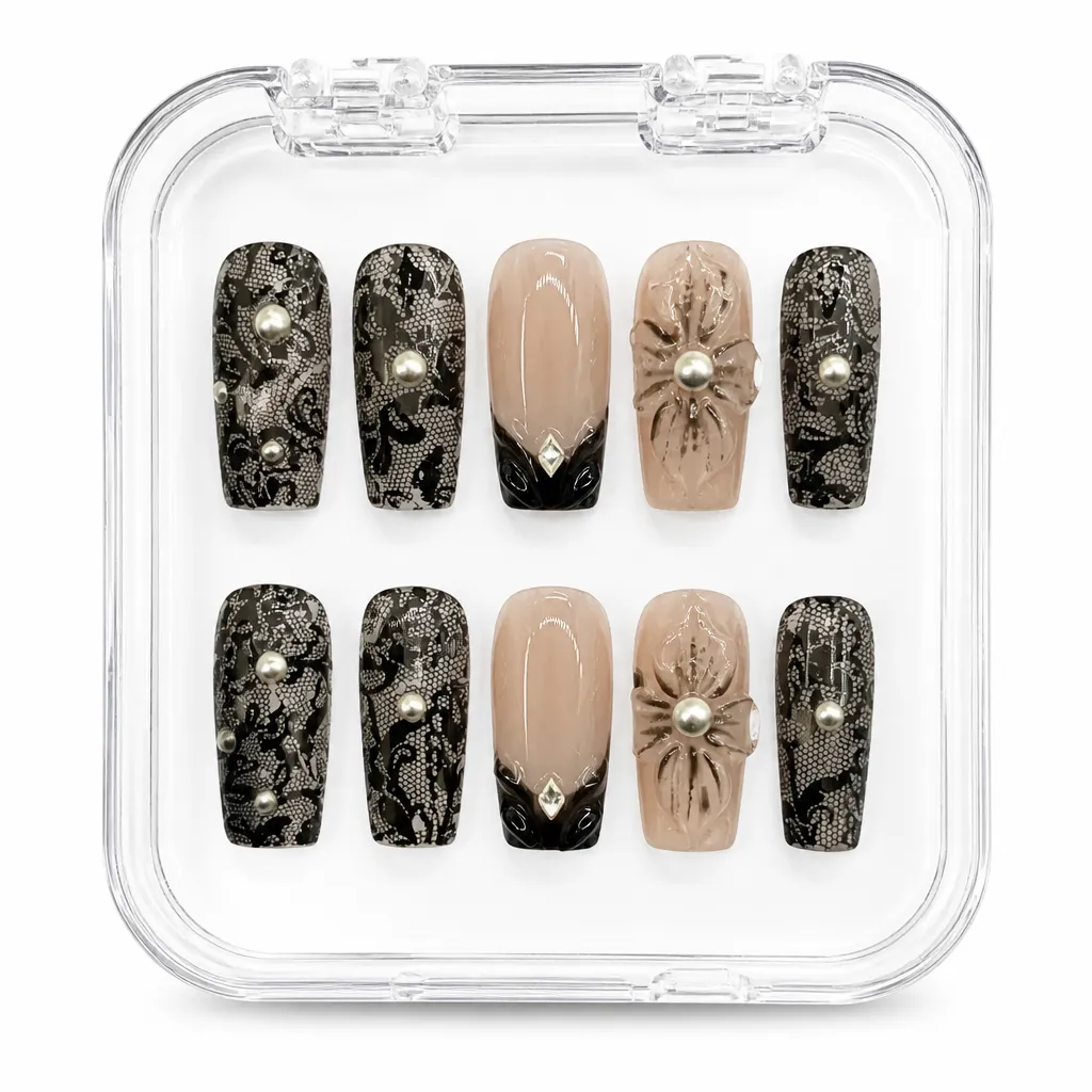 Chantilly Lace Noir – Xưởng gia công Nailbox Sỉ thủ công