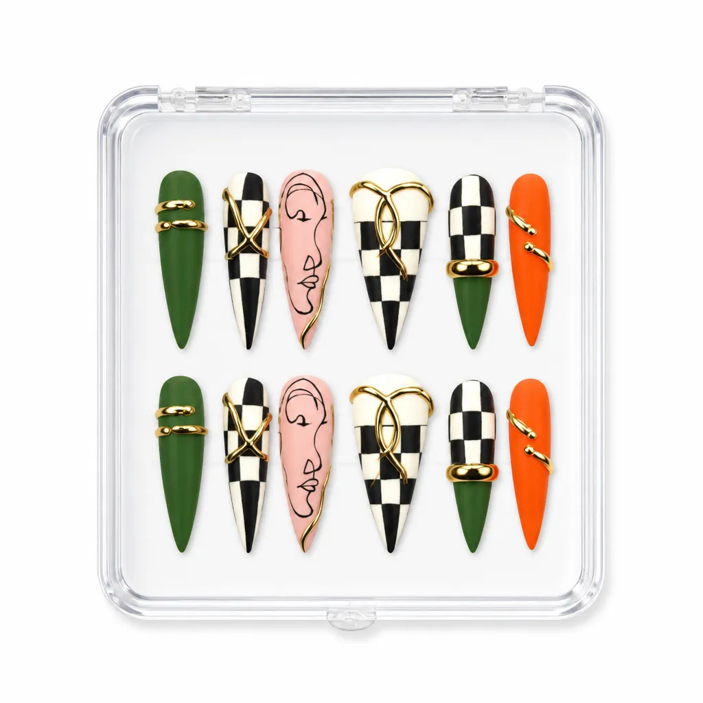 Checkered Stiletto – Xưởng gia công Nailbox Sỉ thủ công