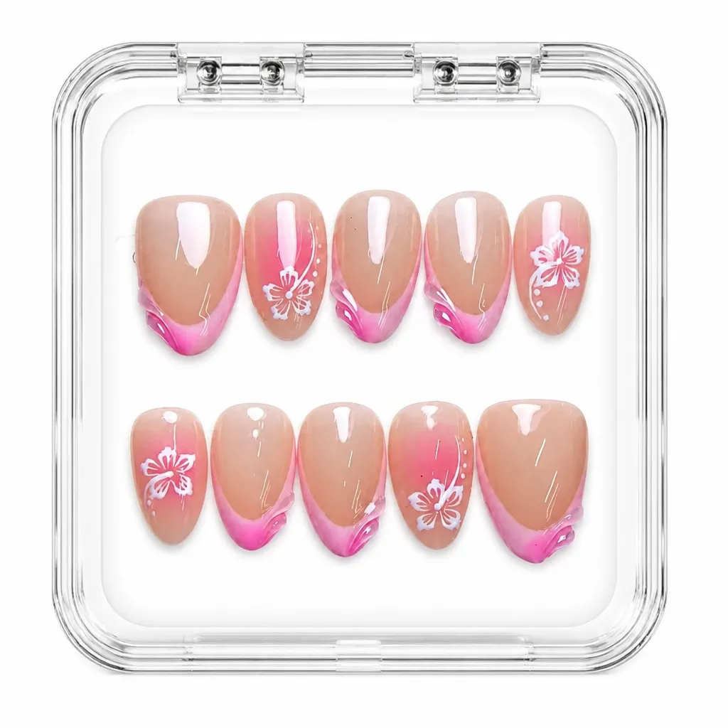 Cherry Blossom Ombre – Mẫu Nailbox Sỉ Thiết Kế Thủ Công