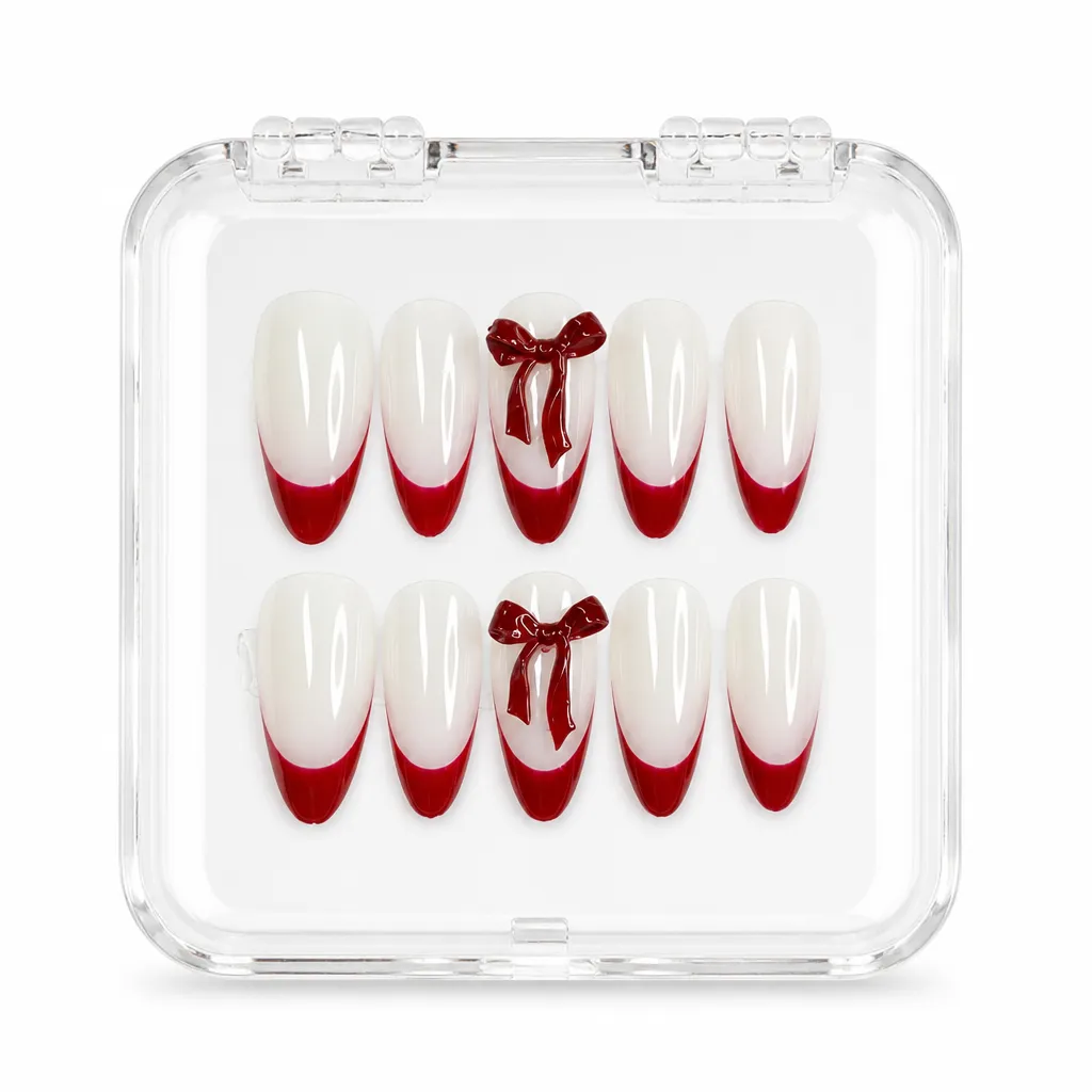 Cherry Bow French – Xưởng gia công Nailbox Sỉ thủ công