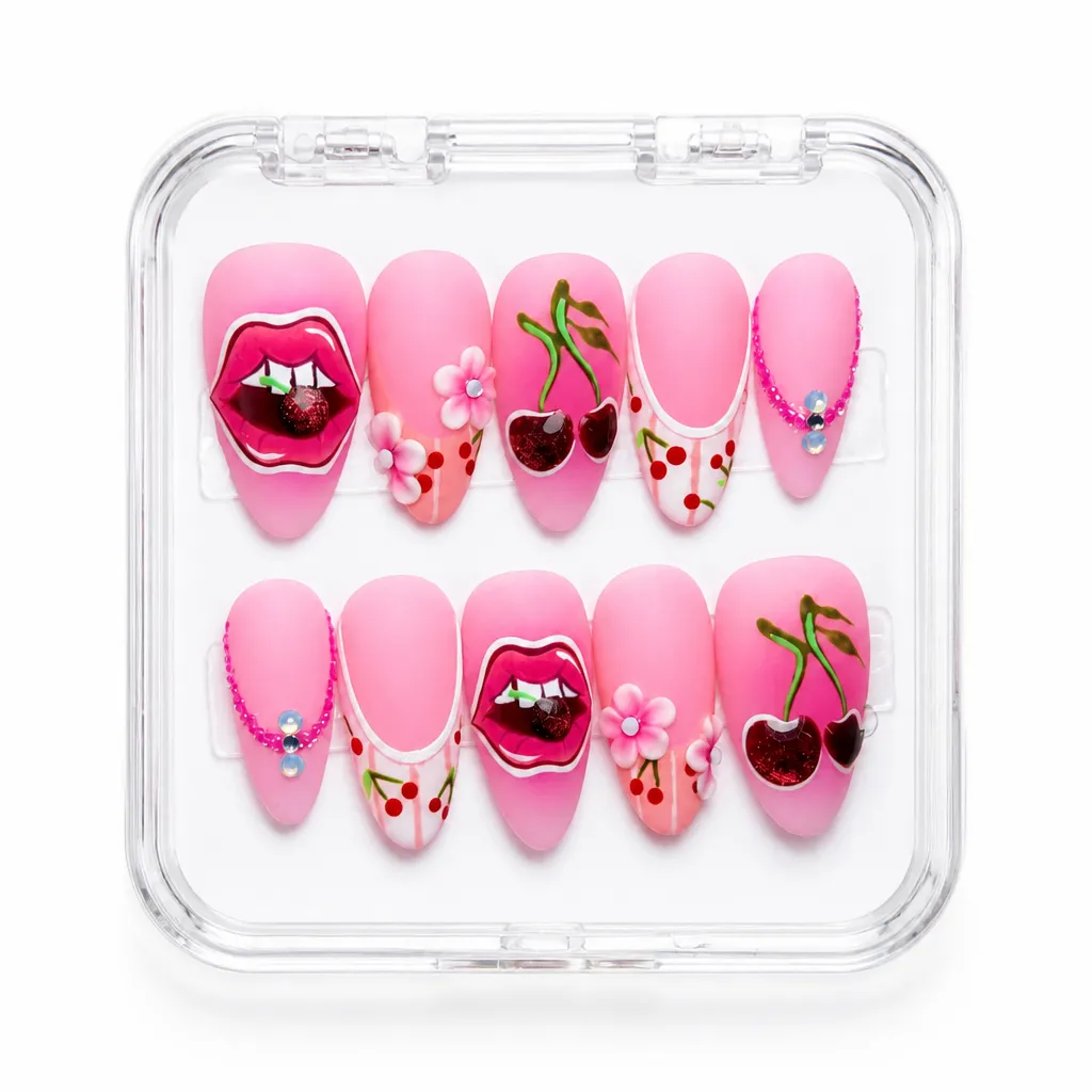Cherry Kiss Almond – Xưởng gia công Nailbox Sỉ thủ công
