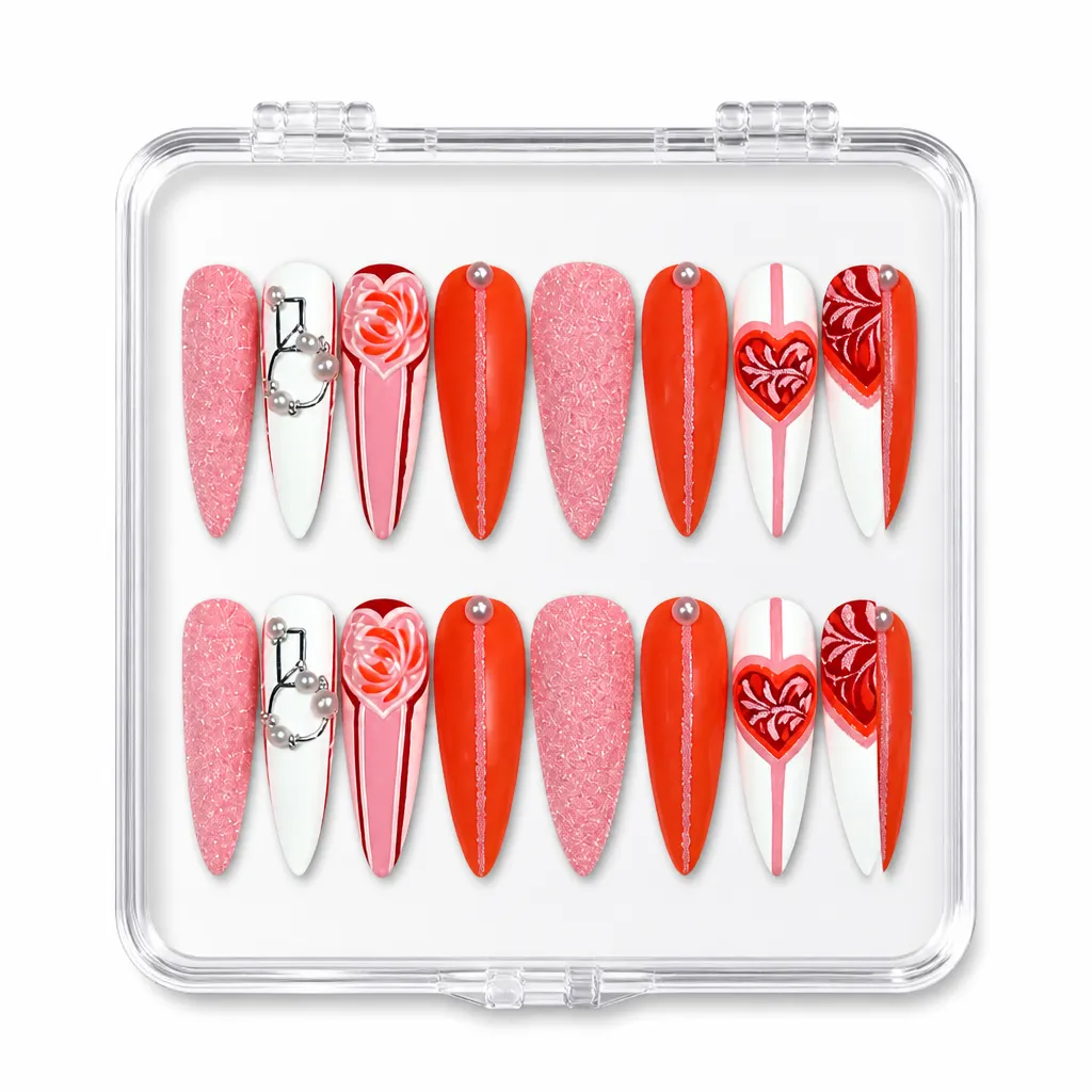 Chic Crimson Elegance – Xưởng gia công Nailbox Sỉ thủ công