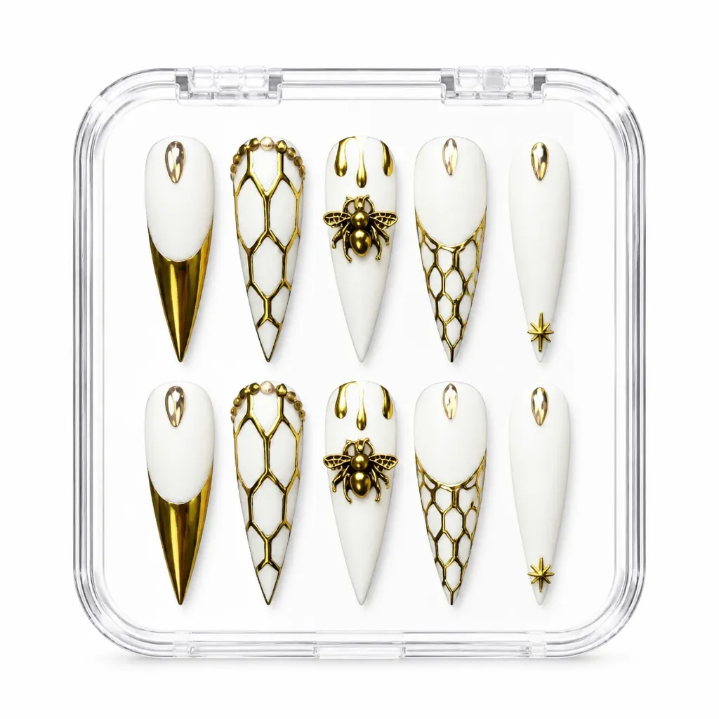 Chic Gilded Elegance – Xưởng gia công Nailbox Sỉ thủ công