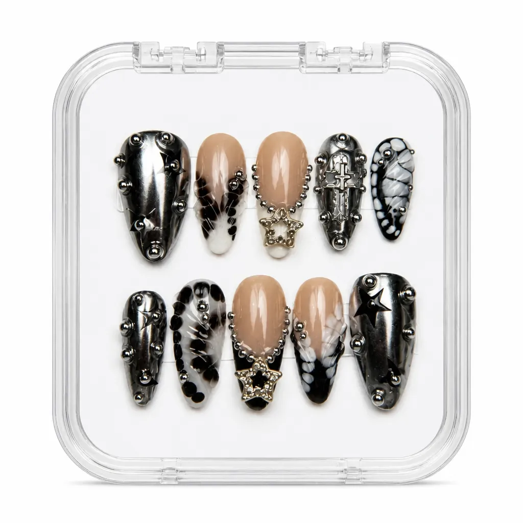 Chic Obsidian Luxe – Xưởng gia công Nailbox Sỉ thủ công