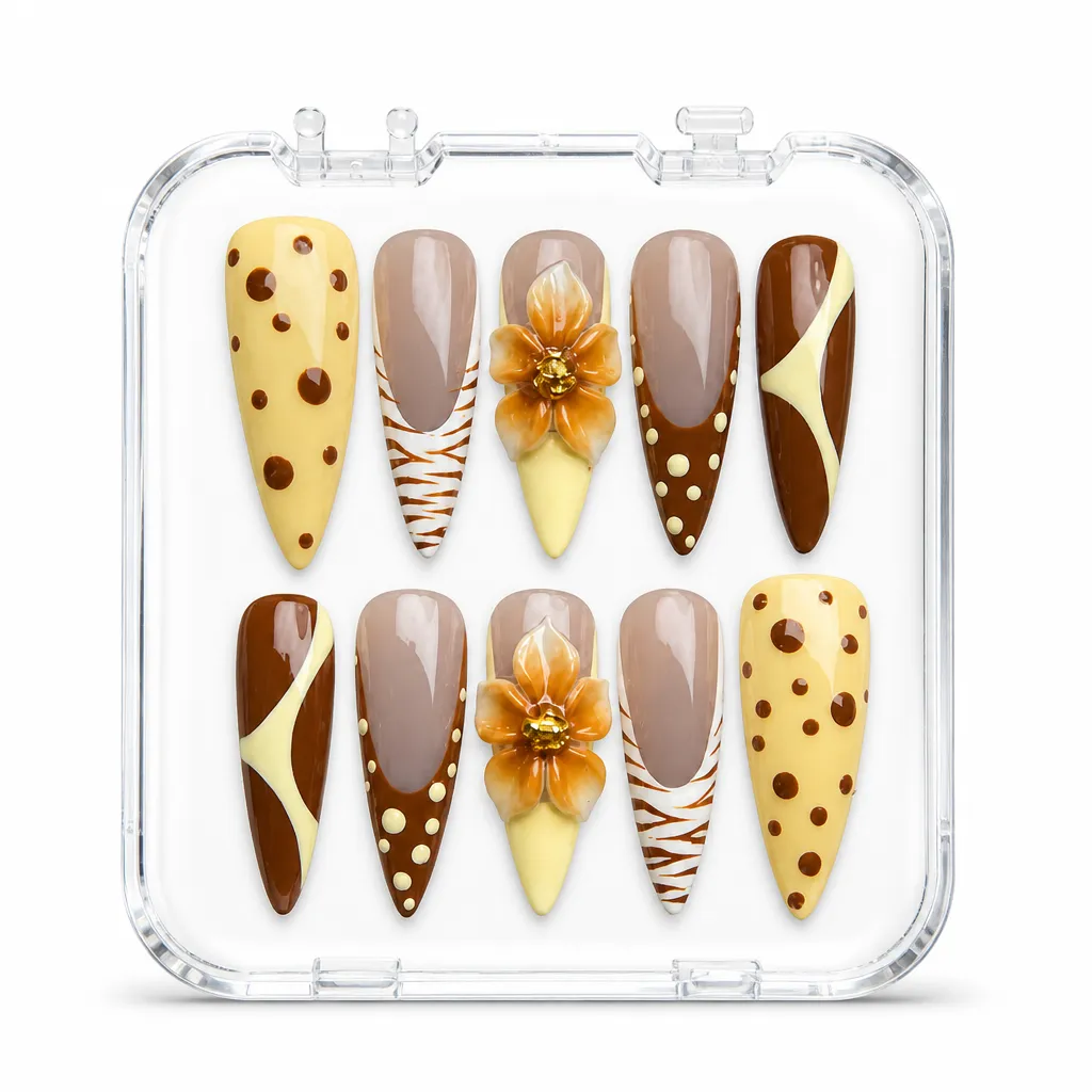 Chocolate Daisy Dots – Xưởng gia công Nailbox Sỉ thủ công
