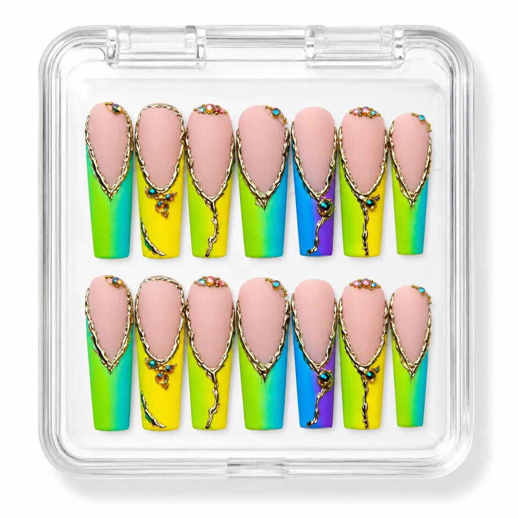 Chromatic Cascade – Mẫu Nailbox Sỉ Thiết Kế Thủ Công