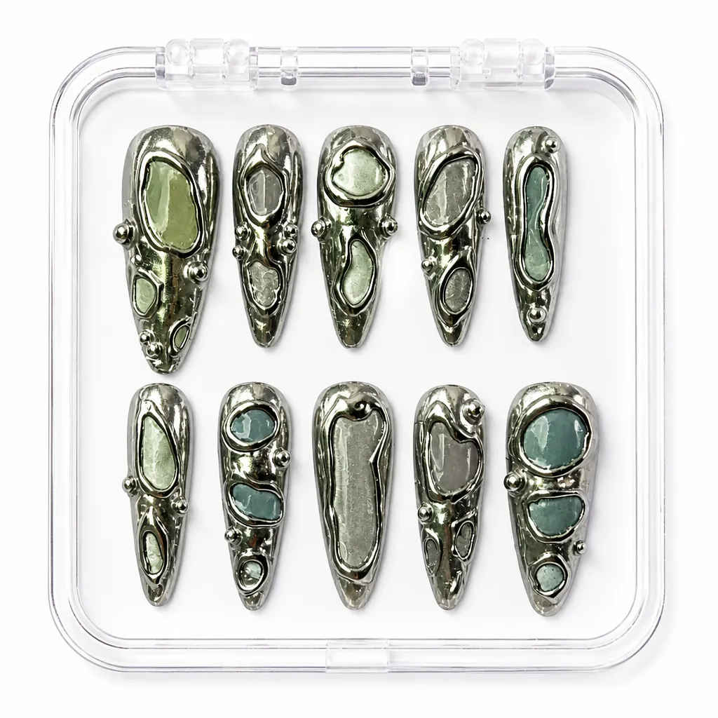 Chrome Liquid Cyberpunk – Xưởng gia công Nailbox Sỉ thủ công