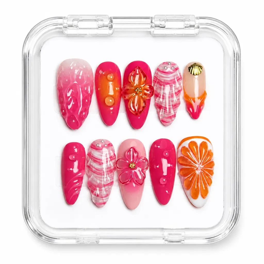 Citrus Blossom Luxe – Xưởng gia công Nailbox Sỉ thủ công