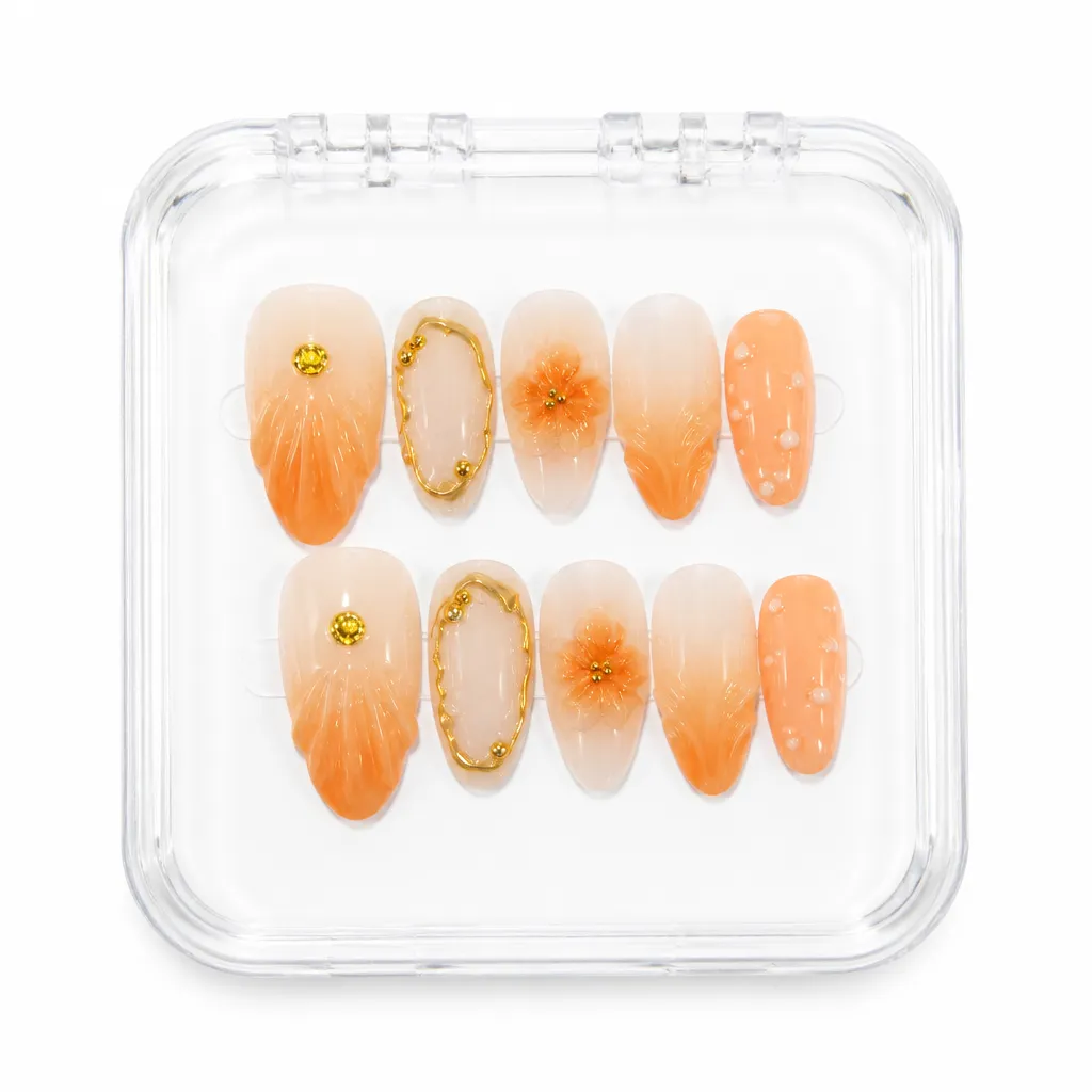 Citrus Sparkle – Mẫu Nailbox Sỉ Thiết Kế Thủ Công