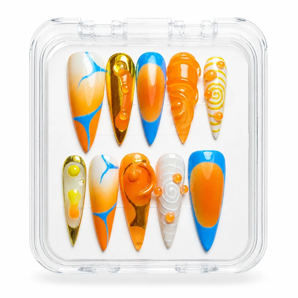 Citrus Sunset – Mẫu Nailbox Sỉ Thiết Kế Thủ Công