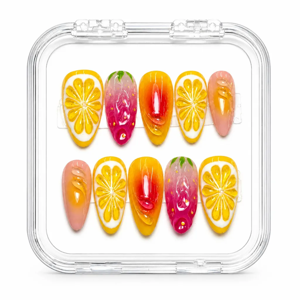 Citrus Sunset Almond – Xưởng gia công Nailbox Sỉ thủ công