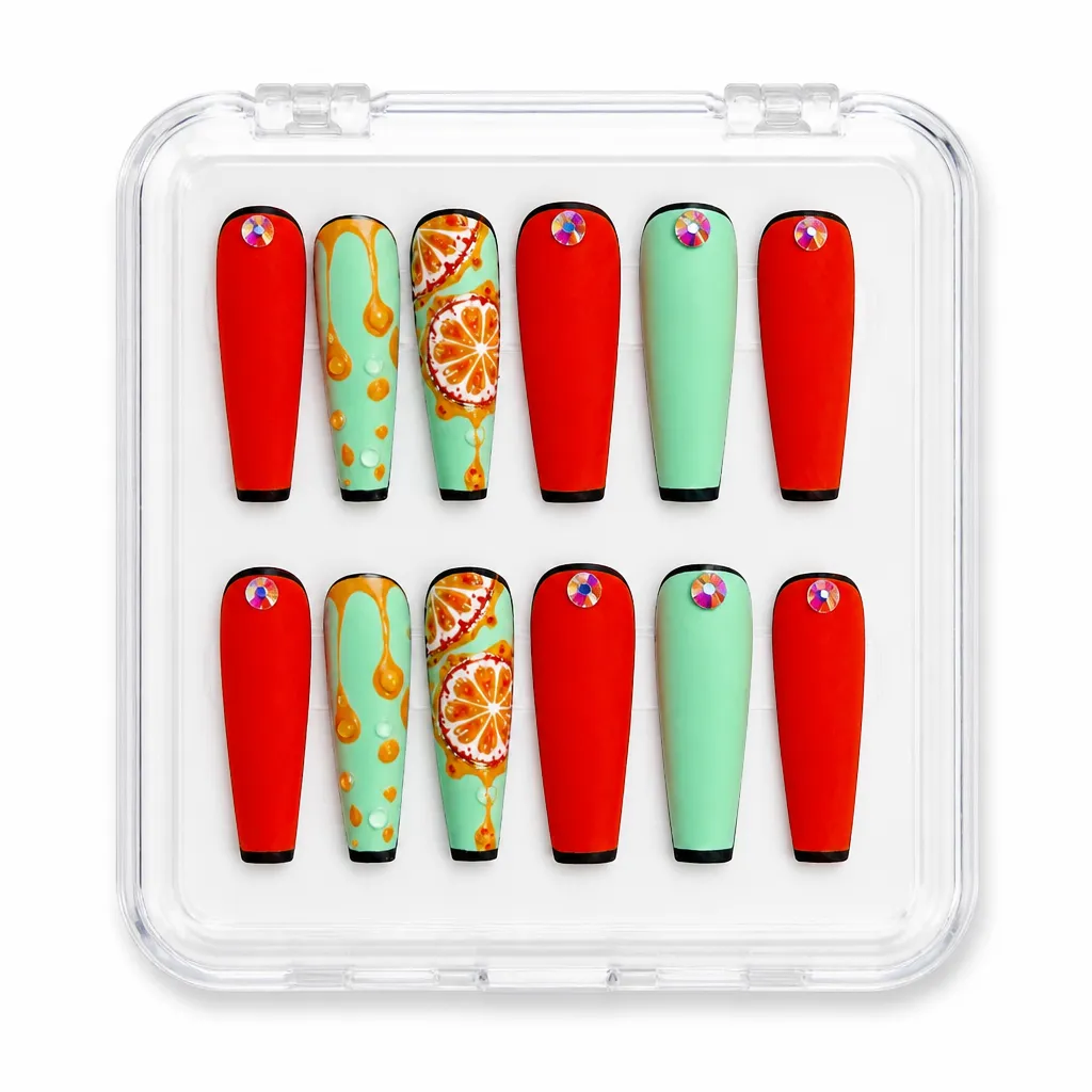 Citrus Sunset Coffin – Xưởng gia công Nailbox Sỉ thủ công