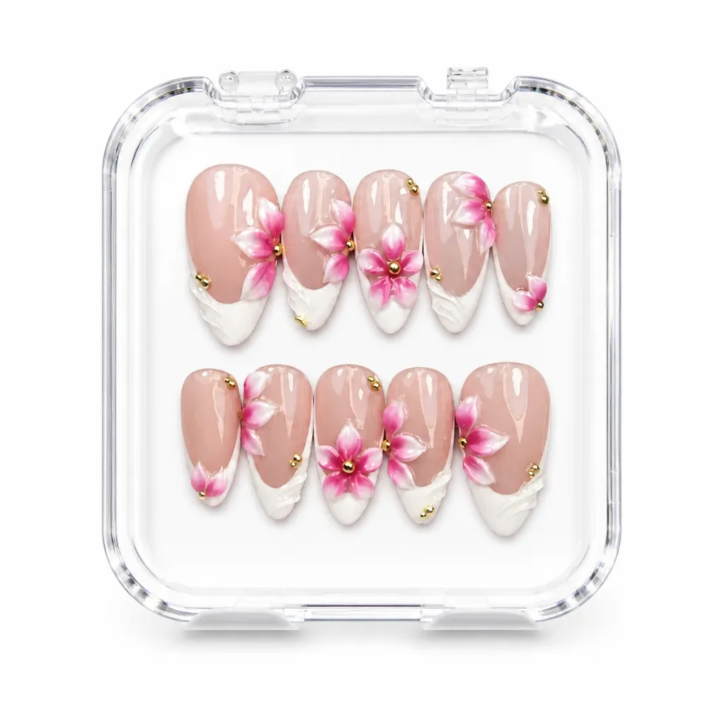 Classic Pink Petals – Mẫu Nailbox Sỉ Thiết Kế Thủ Công