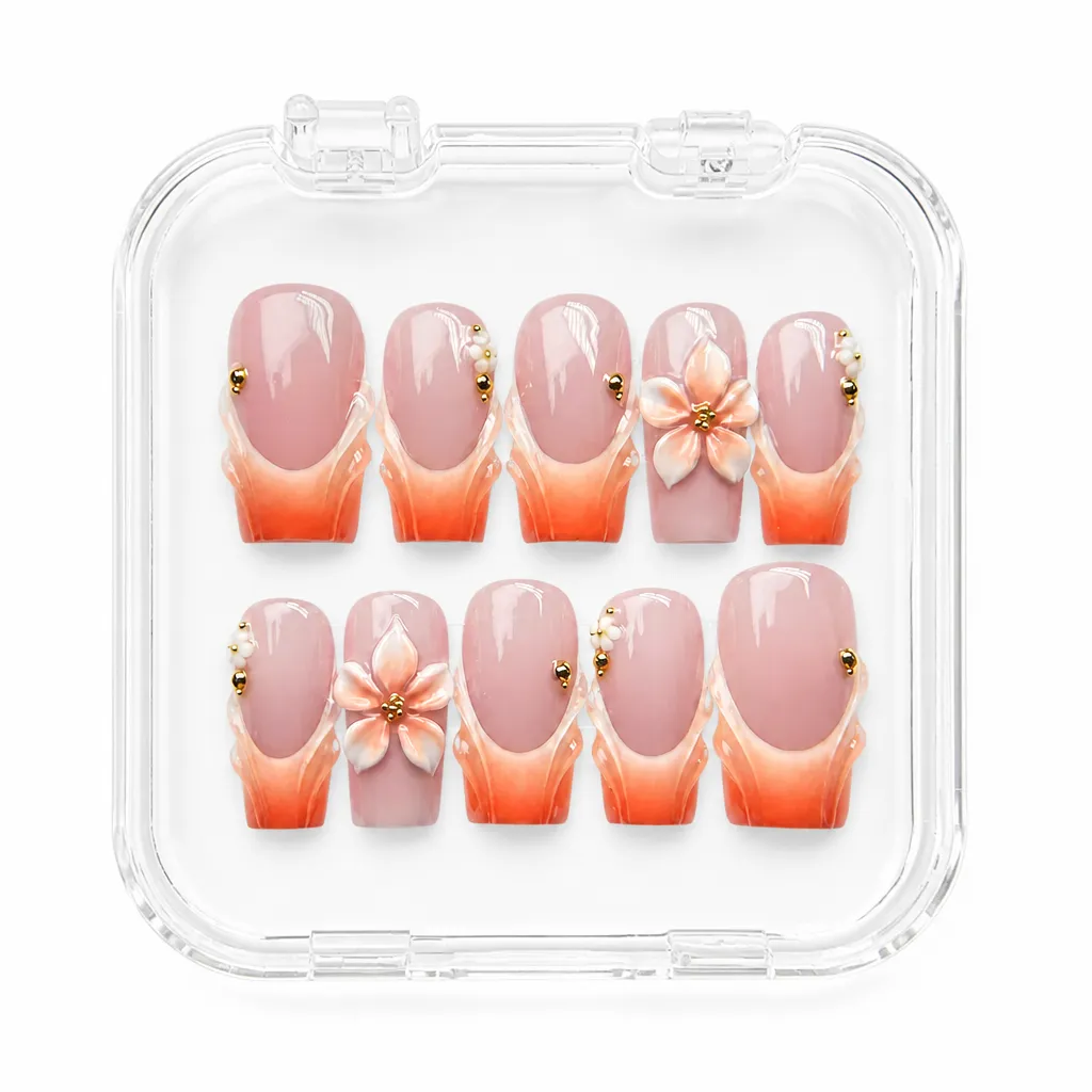 Coral Floral Bloom – Xưởng gia công Nailbox Sỉ thủ công