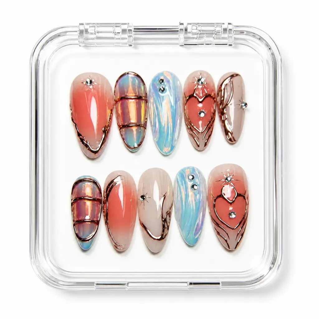 Coral Iridescence – Xưởng gia công Nailbox Sỉ thủ công