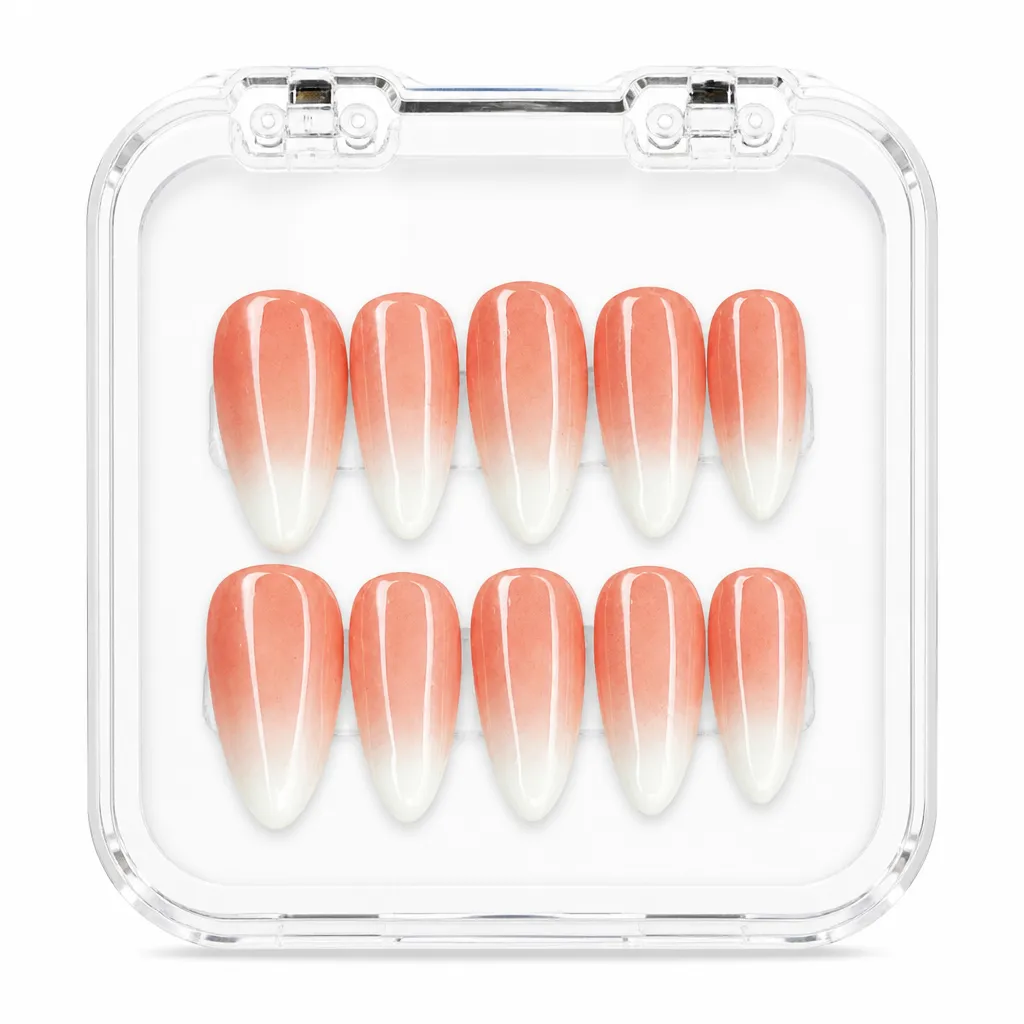 Coral Ombré Elegance – Xưởng gia công Nailbox Sỉ thủ công