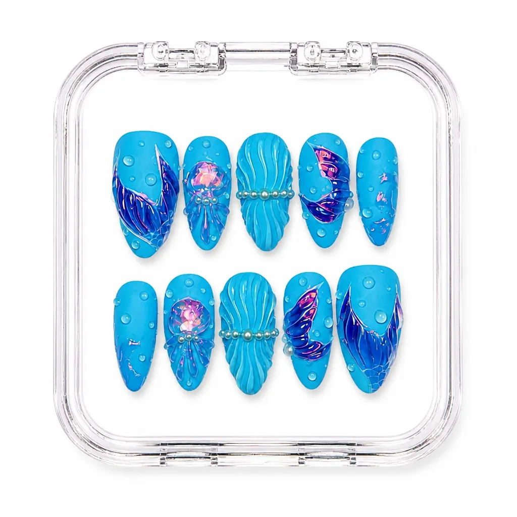 Cosmic Aurora Almond – Xưởng gia công Nailbox Sỉ thủ công