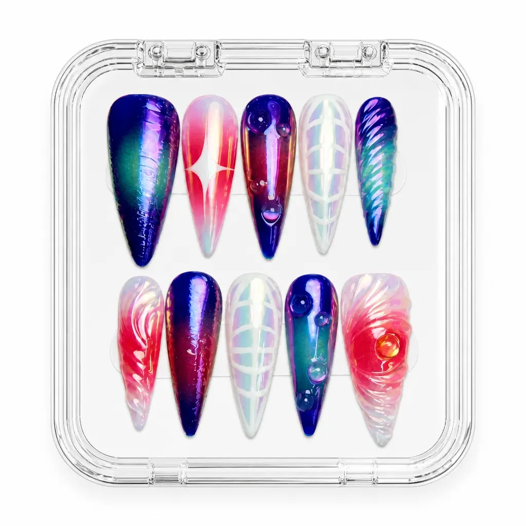 Cosmic Aurora Stiletto – Xưởng gia công Nailbox Sỉ thủ công