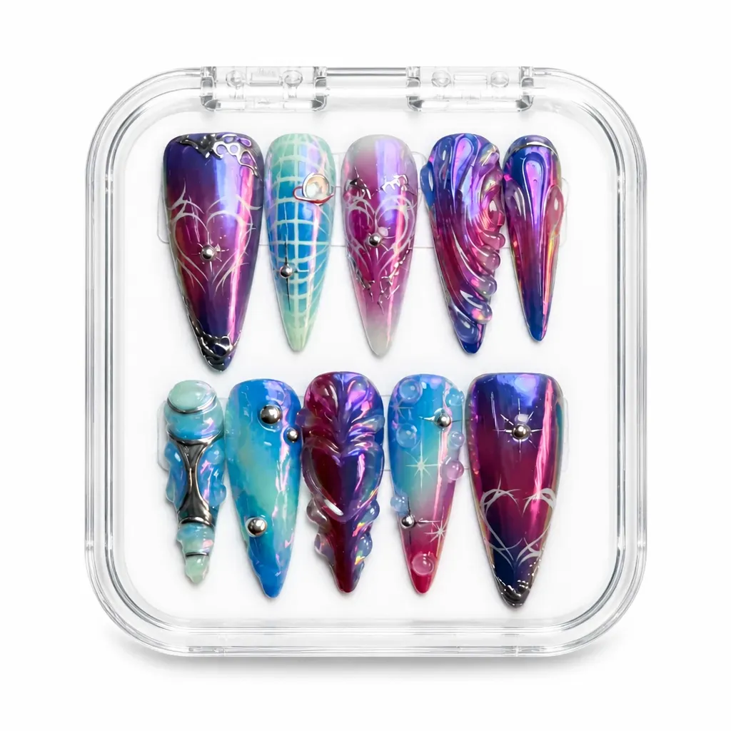 Cosmic Marble Elegance – Xưởng gia công Nailbox Sỉ thủ công
