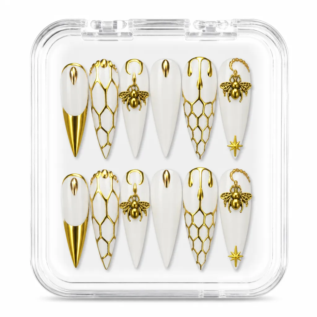 Cream Lattice Stiletto – Xưởng gia công Nailbox Sỉ thủ công