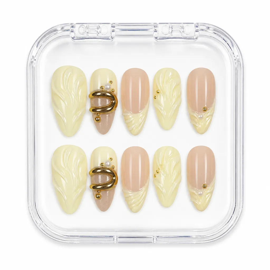 Creamy Pearl Elegance – Mẫu Nailbox Sỉ Thiết Kế Thủ Công