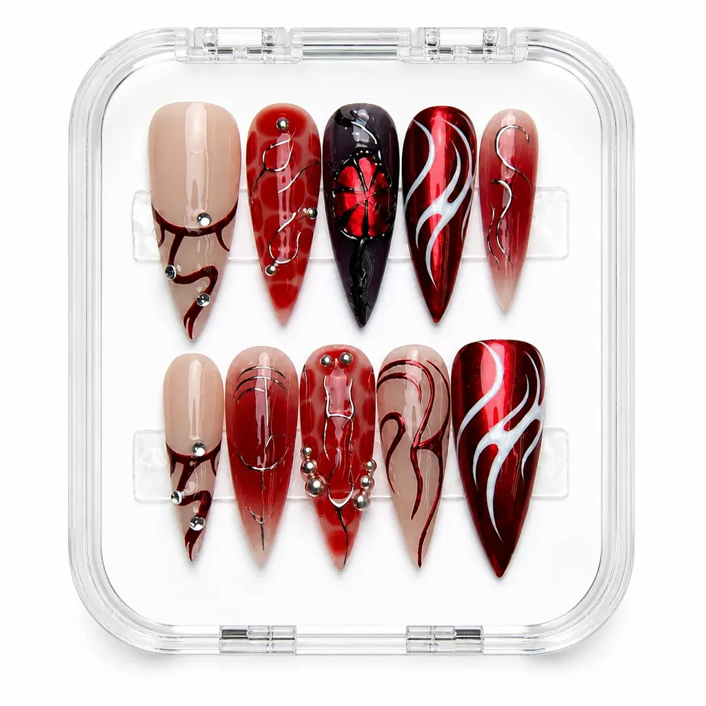 Crimson Allure – Xưởng gia công Nailbox Sỉ thủ công