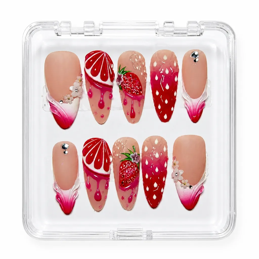Crimson Berry Elegance – Xưởng gia công Nailbox Sỉ thủ công