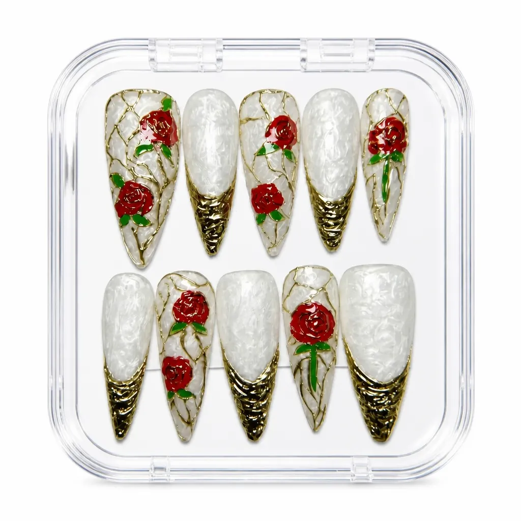 Crimson Bloom Luxe – Xưởng gia công Nailbox Sỉ thủ công