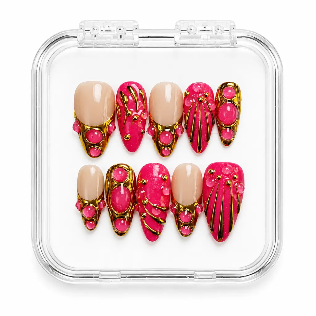 Crimson Blossom Luxe – Xưởng gia công Nailbox Sỉ thủ công