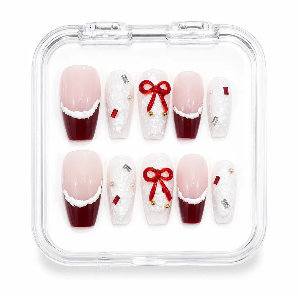 Crimson Bow Coffin – Mẫu Nailbox Sỉ Thiết Kế Thủ Công