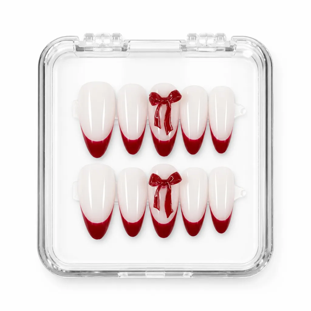 Crimson Bow French – Mẫu Nailbox Sỉ Thiết Kế Thủ Công