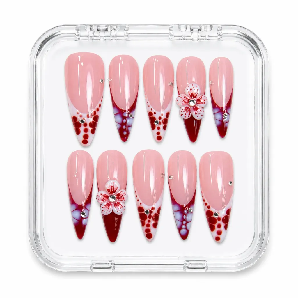Crimson Cascade – Xưởng gia công Nailbox Sỉ thủ công