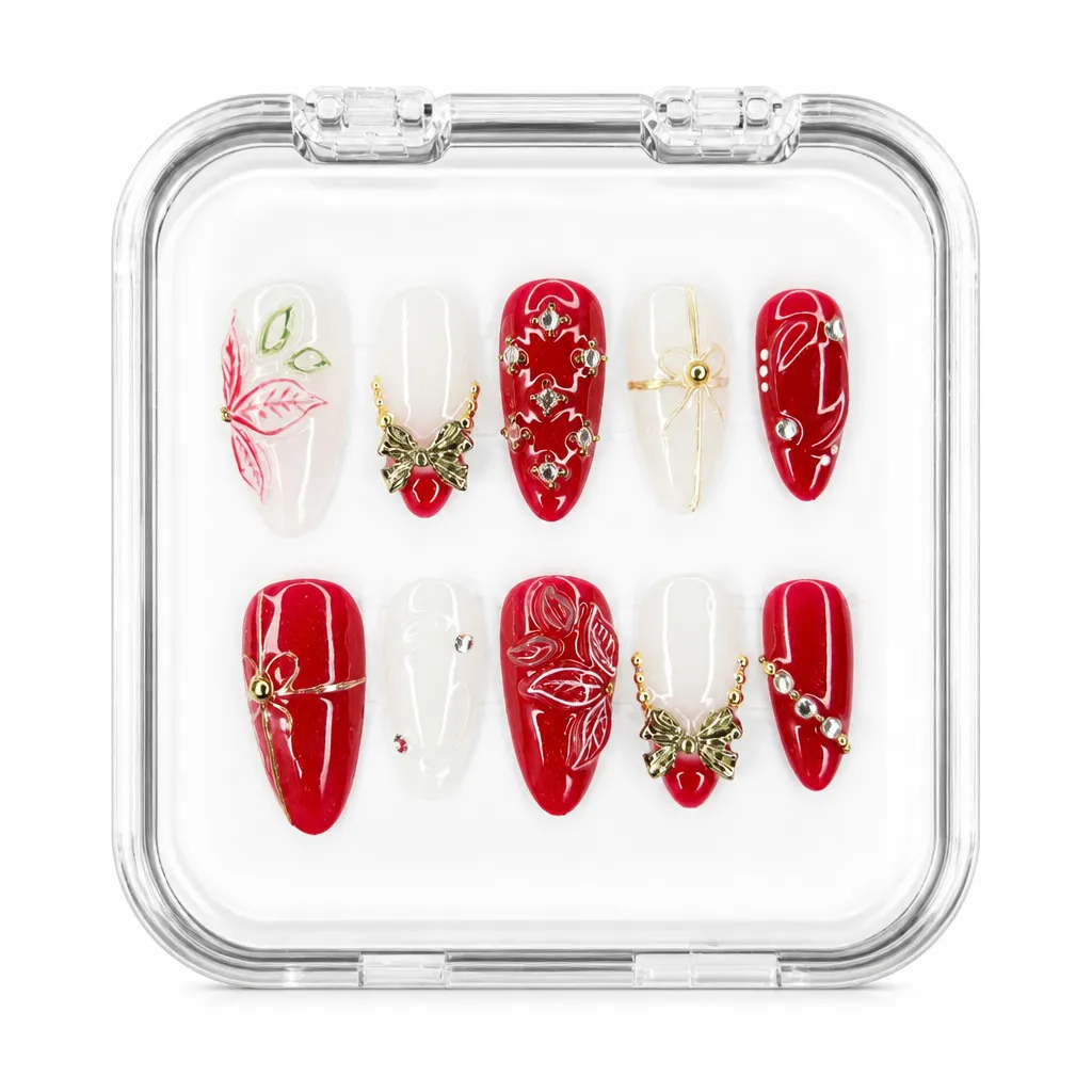 Crimson Charm Set – Xưởng gia công Nailbox Sỉ thủ công