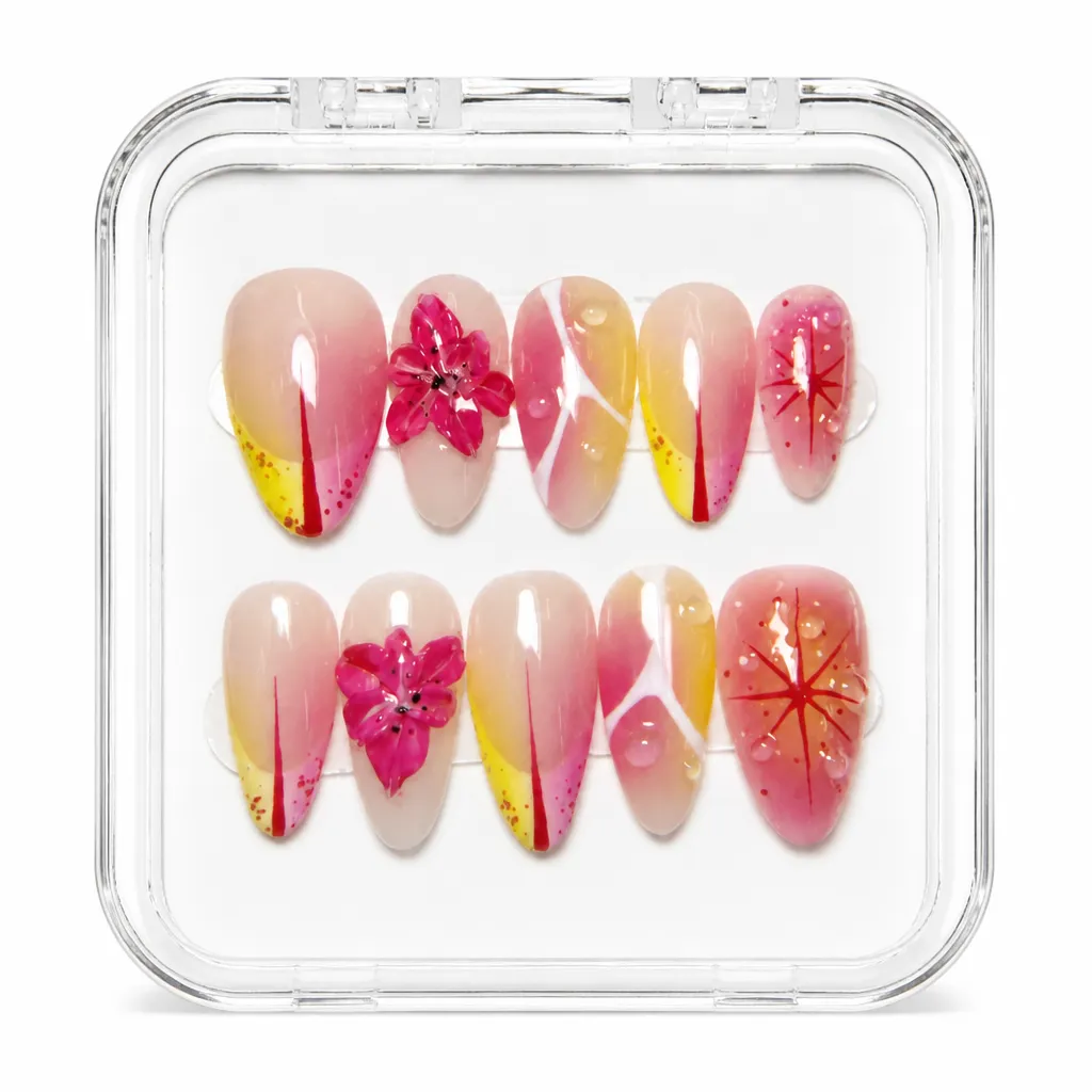 Crimson Citrus Elegance – Xưởng gia công Nailbox Sỉ thủ công