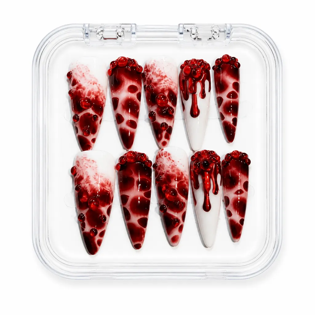 Crimson Drip Elegance – Mẫu Nailbox Sỉ Thiết Kế Thủ Công